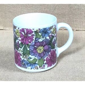 Vintage Jahre Bareuther Waldsassen Floral Mug Cup Purple Flowers Cottage Core